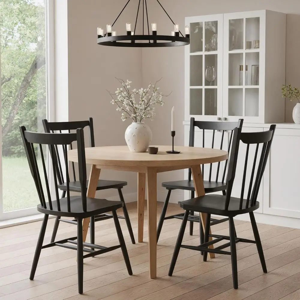 Black Windsor Dining Chairs Set o 4, armhouse Wooden Kitchen Chairs with Spindle Back, Century ern ArmlKitchen Side Chair or Din
Black Windsor Dining Chairs Set o 4, armhouse Wooden Kitchen Chairs with Spindle Back, Century ern ArmlKitchen Side Chair or Din