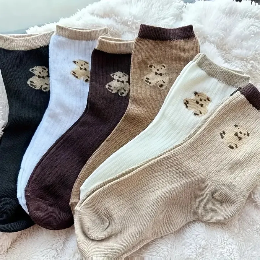 1/5/10 Pairs Women Mixed Color Bear Socks Cute Cartoon Mid Calf Socks All Seasons Casual Daily Wear
1/5/10 Pairs Women Mixed Color Bear Socks Cute Cartoon Mid Calf Socks All Seasons Casual Daily Wear