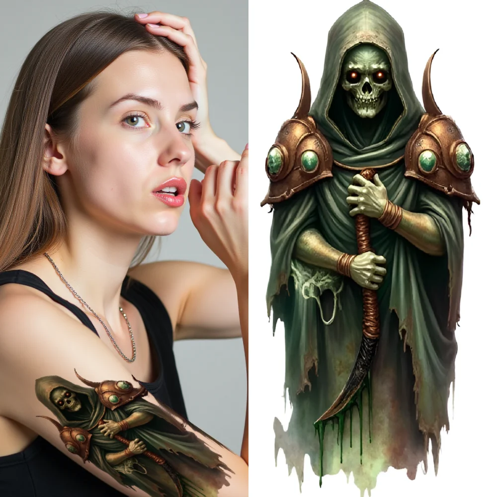 3pcs Temporary Tattoo Hooded Skeleton With Red Eyes Colorful Realism Hooded Skeleton With Staff Hooded Skeleton With Sword For
3pcs Temporary Tattoo Hooded Skeleton With Red Eyes Colorful Realism Hooded Skeleton With Staff Hooded Skeleton With Sword For