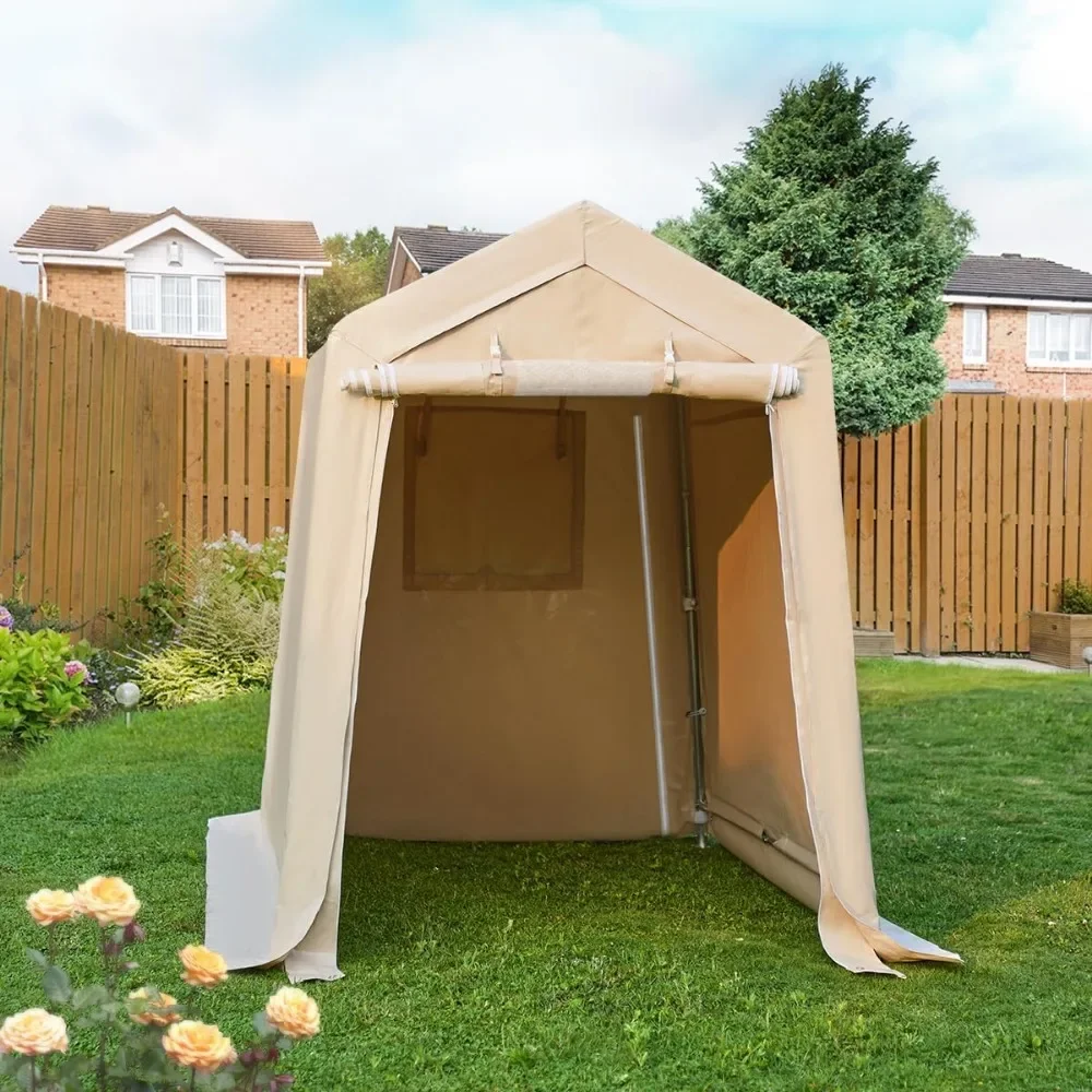 6X8 ft Outdoor Portable Storage Shelter Shed with 2 Rolled up Zipper Doors & Vents Carports, Waterproof and UV Resistant
6X8 ft Outdoor Portable Storage Shelter Shed with 2 Rolled up Zipper Doors & Vents Carports, Waterproof and UV Resistant