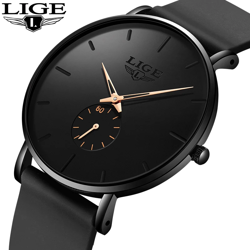 LIGE Fashion Simple Men Watch Silicone Strap 30M Waterproof Quartz Wrist Watch for Men Ultrathin Black Dial Watches reloj hombre
LIGE Fashion Simple Men Watch Silicone Strap 30M Waterproof Quartz Wrist Watch for Men Ultrathin Black Dial Watches reloj hombre