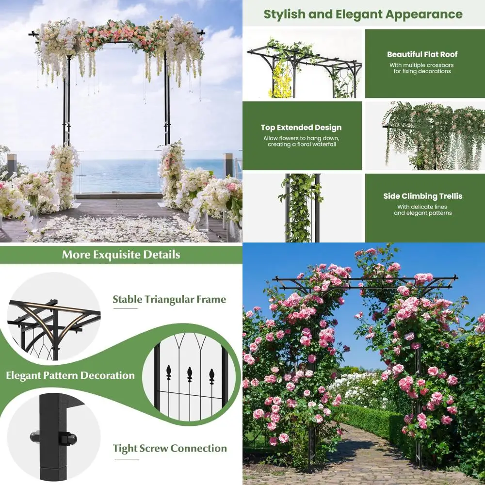 6.8-Foot Metal Garden Arbor Trellis for Climbing Plants, Roses, and Vines with Extended Roof Outdoor Pergola
6.8-Foot Metal Garden Arbor Trellis for Climbing Plants, Roses, and Vines with Extended Roof Outdoor Pergola
