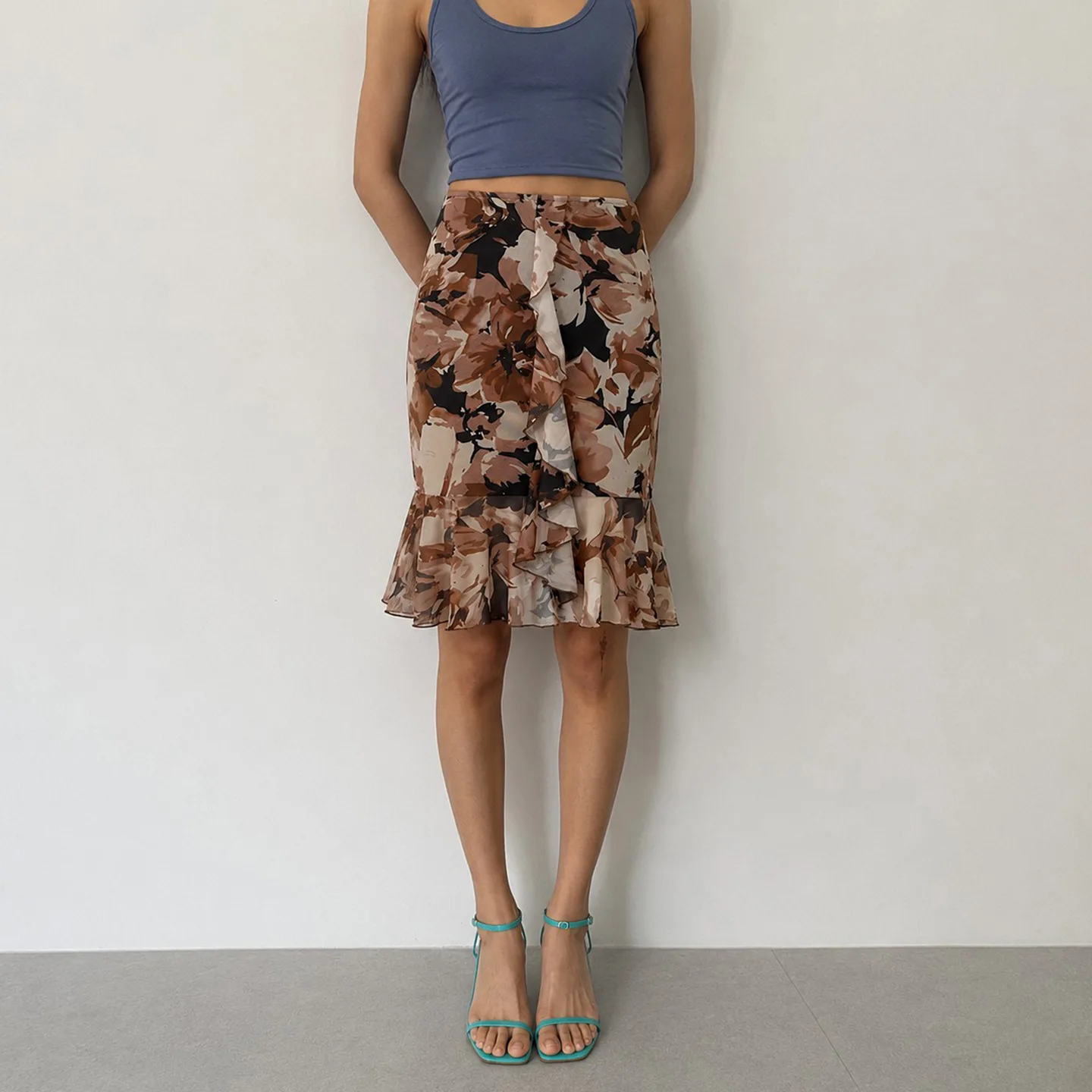 Retro Floral Printing Low Waist Ruffle Edge Mesh Skirt Slim New Fashion Skirt
Retro Floral Printing Low Waist Ruffle Edge Mesh Skirt Slim New Fashion Skirt
