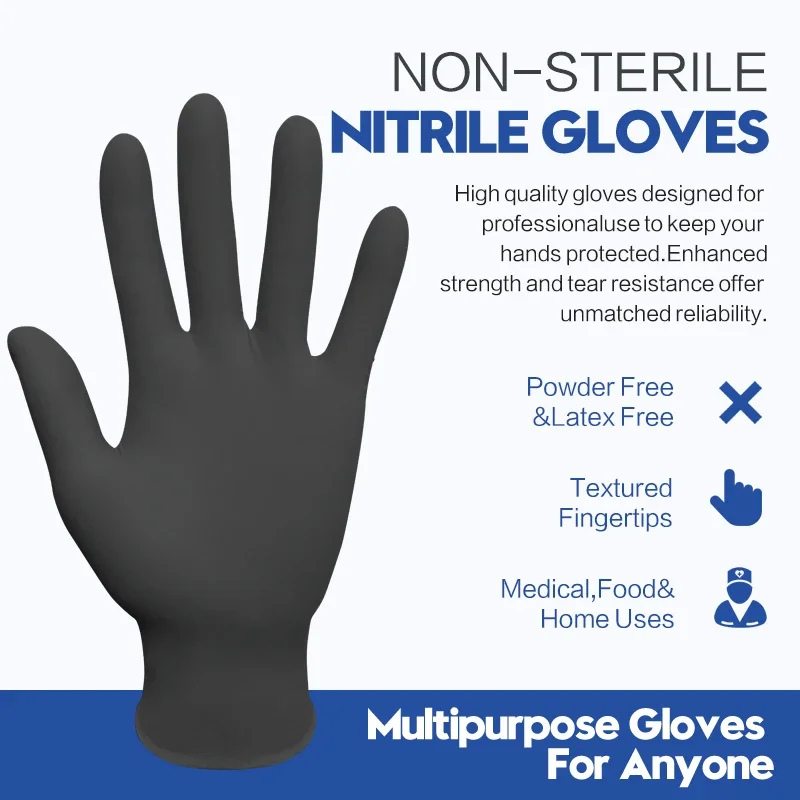 Nitrile Gloves 50 Pcs Black Food Grade Waterproof Allergy Free Disposable Gloves Work Safety Gloves 100% Nitrile Mechanic
Nitrile Gloves 50 Pcs Black Food Grade Waterproof Allergy Free Disposable Gloves Work Safety Gloves 100% Nitrile Mechanic