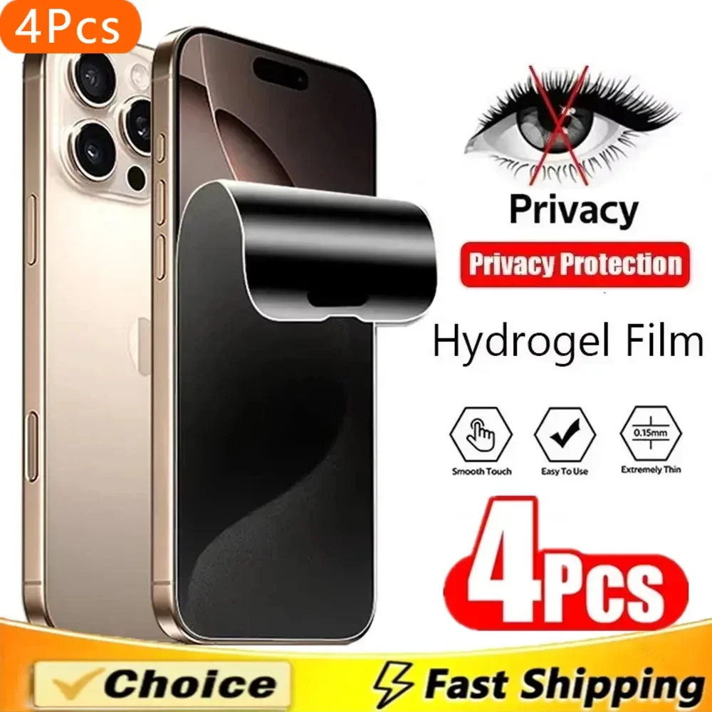 4Pcs Anti-Spy Hydrogel Film for iPhone 13 12 11 14 15 16 Pro Max Mini 7 8 Plus Privacy Screen Protector for iPhone XS MAX X XR
4Pcs Anti-Spy Hydrogel Film for iPhone 13 12 11 14 15 16 Pro Max Mini 7 8 Plus Privacy Screen Protector for iPhone XS MAX X XR