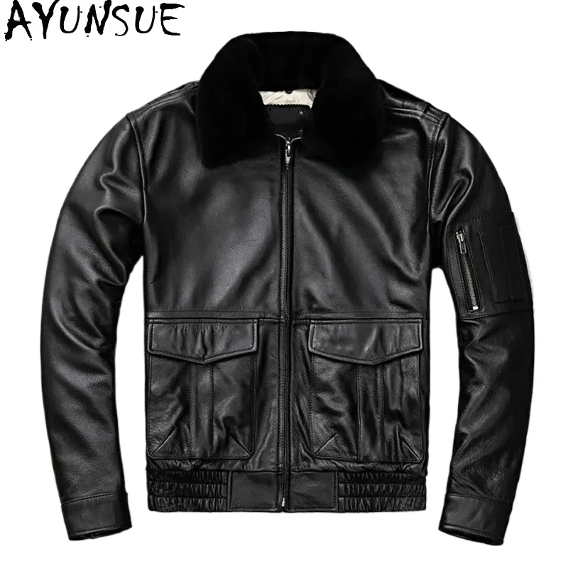 AYUNSUE Men Winter Jackets 2025 Autumn Genuine Cow Leather Jacket Slim Leather Coats Wool Collar Cotton Short Coat Male Clothes
AYUNSUE Men Winter Jackets 2025 Autumn Genuine Cow Leather Jacket Slim Leather Coats Wool Collar Cotton Short Coat Male Clothes