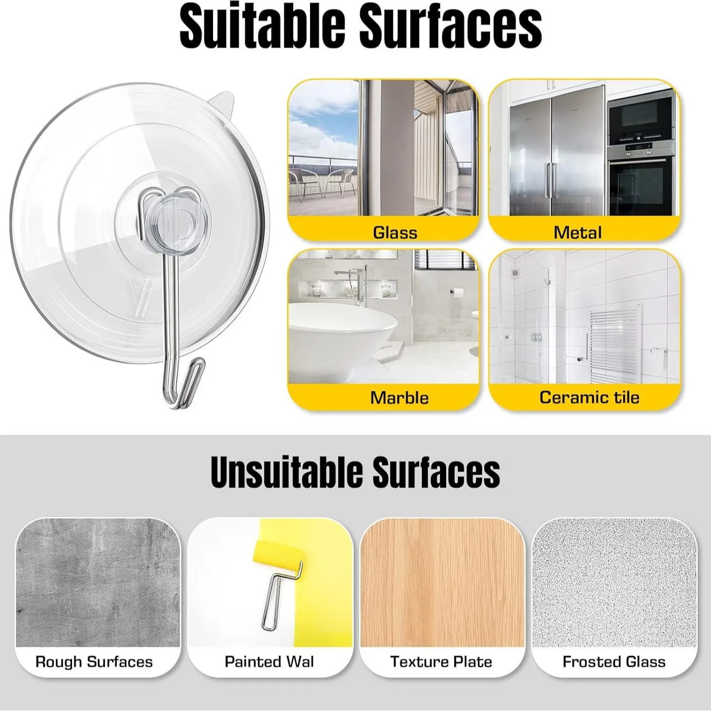 15pcs Large Suction Cup Hooks 45mm Heavy Duty Transparent Bathroom Kitchen Wall Hanging Glass WindowHooks Reusable Strong
15pcs Large Suction Cup Hooks 45mm Heavy Duty Transparent Bathroom Kitchen Wall Hanging Glass WindowHooks Reusable Strong