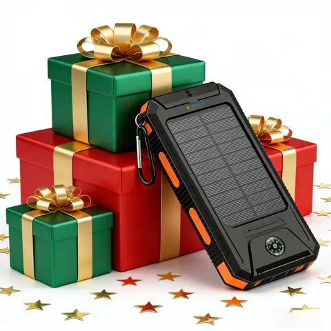 4-in-1 Multifunctional Solar Power Bank 10000mAh – Camping Light + Compass, Essential Hiking Emergency Tool