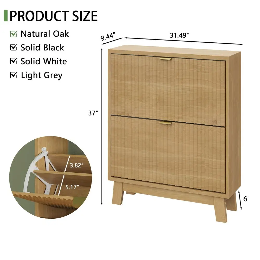 Shoe Cabinet with 2 Flip Drawers, 37 Tall Narrow Fluted Shoe Storage Organizer for Entryway, Hidden Slim Wooden Shoe Rack Cabin
Shoe Cabinet with 2 Flip Drawers, 37 Tall Narrow Fluted Shoe Storage Organizer for Entryway, Hidden Slim Wooden Shoe Rack Cabin