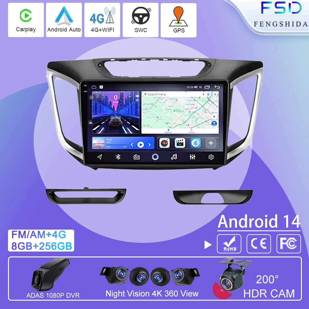 9‘’Android Car Radio For hyundai Creta ix25 2016-2018 Multimedia Video Player GPS Navigation 4G WIFI BT Touch Screen Head Unit
9‘’Android Car Radio For hyundai Creta ix25 2016-2018 Multimedia Video Player GPS Navigation 4G WIFI BT Touch Screen Head Unit