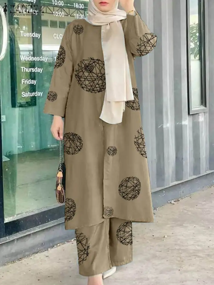 2024 ZANZEA Muslim Suit Fashion O-Neck Long Sleeve Blouse Wide Leg Pant Sets 2PCS Elegant Women Tracksuit Abaya Suits Oversize
2024 ZANZEA Muslim Suit Fashion O-Neck Long Sleeve Blouse Wide Leg Pant Sets 2PCS Elegant Women Tracksuit Abaya Suits Oversize