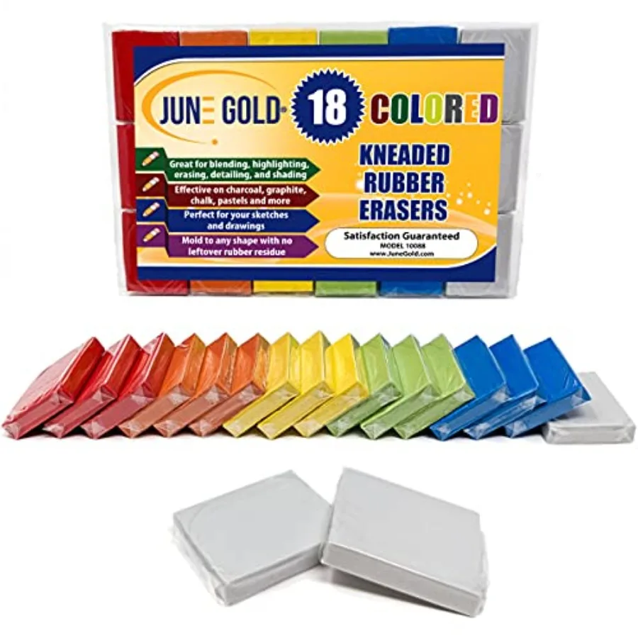 18 Colored Kneaded Erasers, Blend, Shade, Smooth, Correct, and Brighten Your Sketches and Drawings
18 Colored Kneaded Erasers, Blend, Shade, Smooth, Correct, and Brighten Your Sketches and Drawings