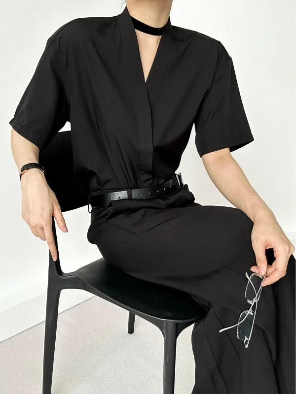 Bla V-Ne ort Sve Ice Silk Cool Feeling ex Summer High-End Feeling irt Loose Fit Youthful Sle Button Plaet
Bla V-Ne ort Sve Ice Silk Cool Feeling ex Summer High-End Feeling irt Loose Fit Youthful Sle Button Plaet