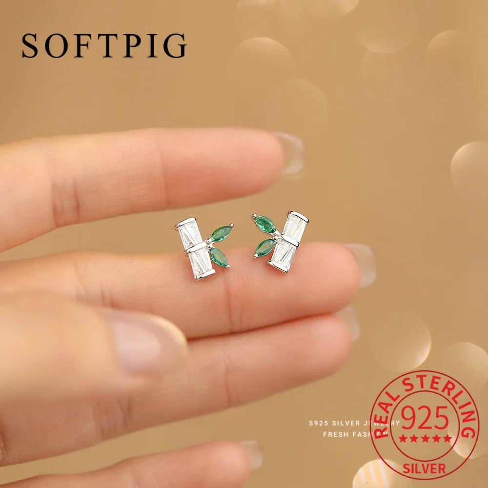 SOFTPIG Real 925 Sterling Silver Exquisite Zircon Bamboo Mini Stud Earrings for Women Cute Fine Jewelry Light Luxury Accessories
SOFTPIG Real 925 Sterling Silver Exquisite Zircon Bamboo Mini Stud Earrings for Women Cute Fine Jewelry Light Luxury Accessories