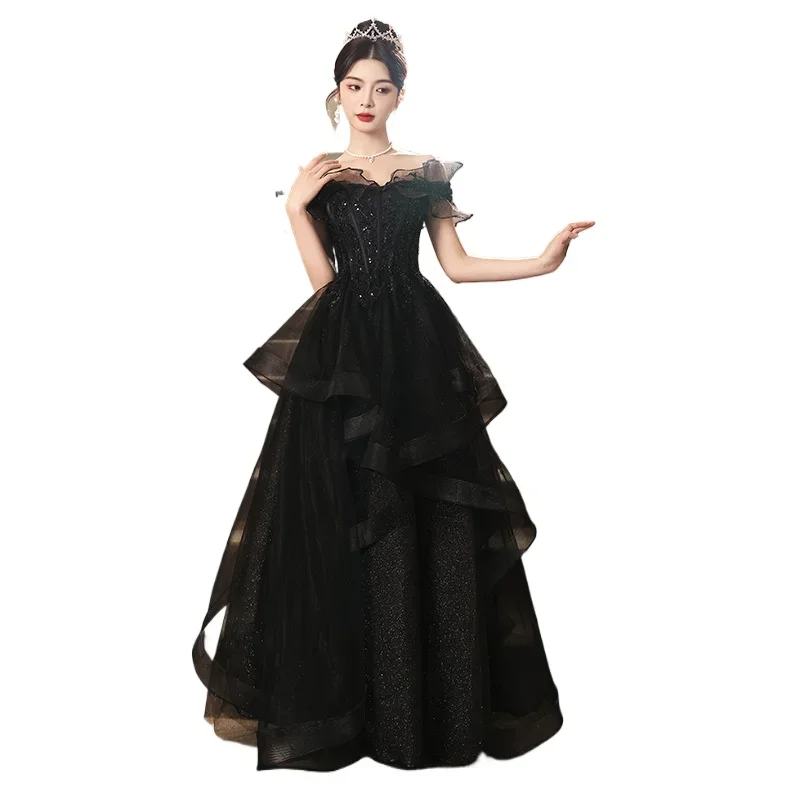 Black Off Shoulder Tulle Evening Dress A-Line Long Formal Prom Gown Elegant Birthday Party Wedding Guest Women Evening Dresses
Black Off Shoulder Tulle Evening Dress A-Line Long Formal Prom Gown Elegant Birthday Party Wedding Guest Women Evening Dresses