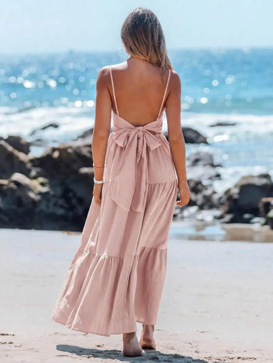 Casual Long Bowknot Spaghetti Strap Maxi Dress Boho Women Vacation Beach Summer
Casual Long Bowknot Spaghetti Strap Maxi Dress Boho Women Vacation Beach Summer