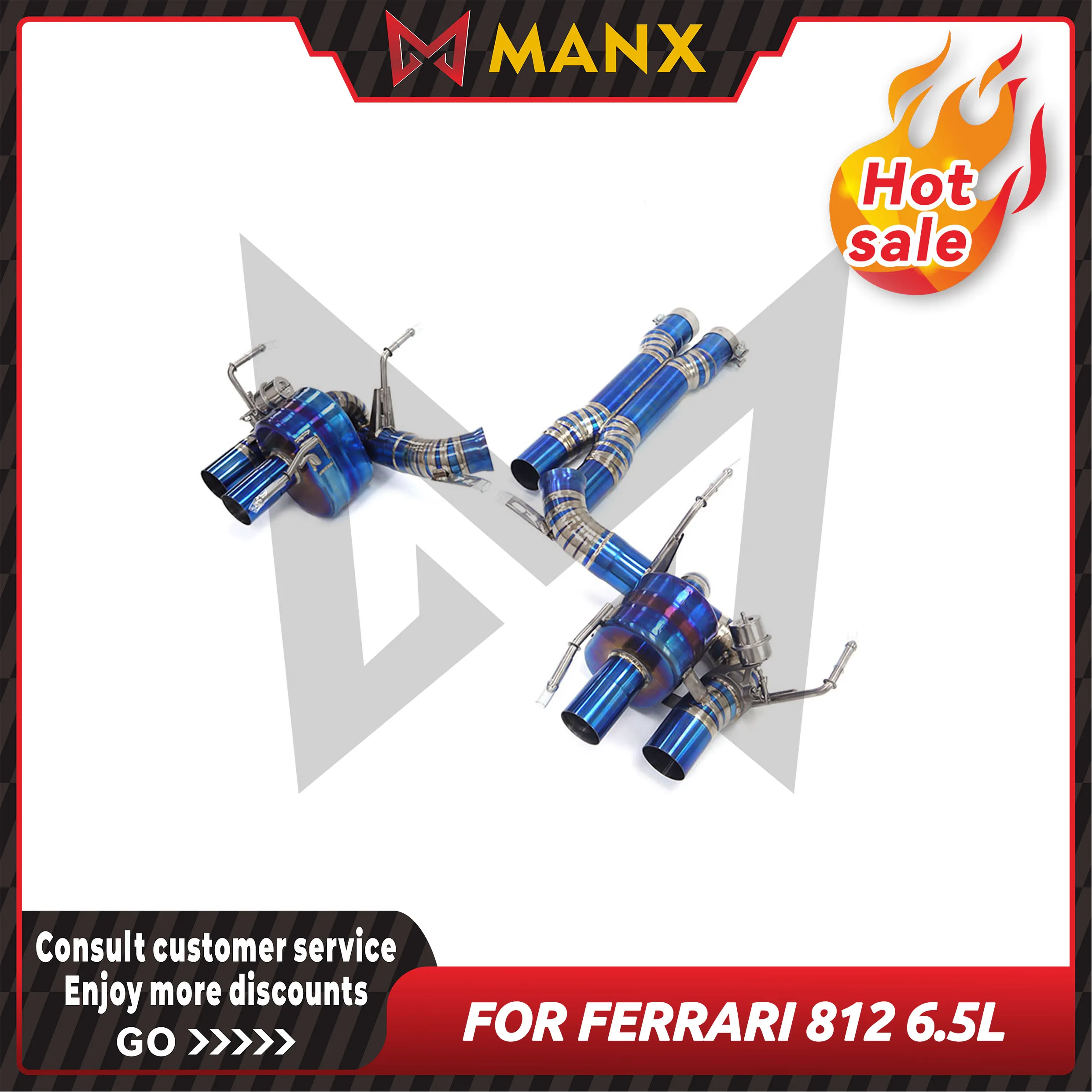 For Ferrari 812 6.5L Car Exhaust system Titanium Alloy Performance catback Muffler with remote control valve
For Ferrari 812 6.5L Car Exhaust system Titanium Alloy Performance catback Muffler with remote control valve