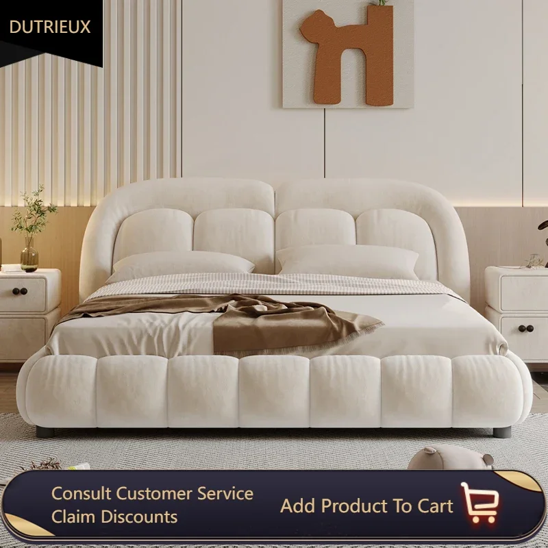Kawaii Wood Elvet Double Bed Simple High End White Safe Queen Bed Modern Upholstered European Camas De Casal Bedroom Furniture
Kawaii Wood Elvet Double Bed Simple High End White Safe Queen Bed Modern Upholstered European Camas De Casal Bedroom Furniture