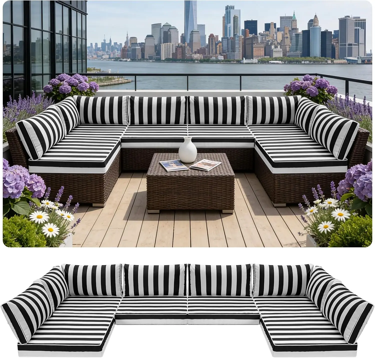 Outdoor Sectional Cushions,14-Piece Replacement Cushions for Patio Furniture, Water-Resistant Outdoor Sofa Cushion for 6
Outdoor Sectional Cushions,14-Piece Replacement Cushions for Patio Furniture, Water-Resistant Outdoor Sofa Cushion for 6