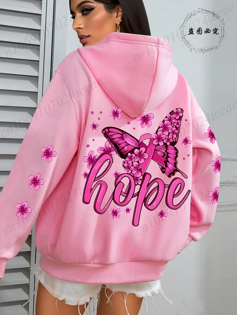Hope Pink Ribbon Butterfly Breast Cancer Awareness Warrior Print Hoodies Women Casual Fashion Hoody Fleece Harajuku Trend Hooded
Hope Pink Ribbon Butterfly Breast Cancer Awareness Warrior Print Hoodies Women Casual Fashion Hoody Fleece Harajuku Trend Hooded