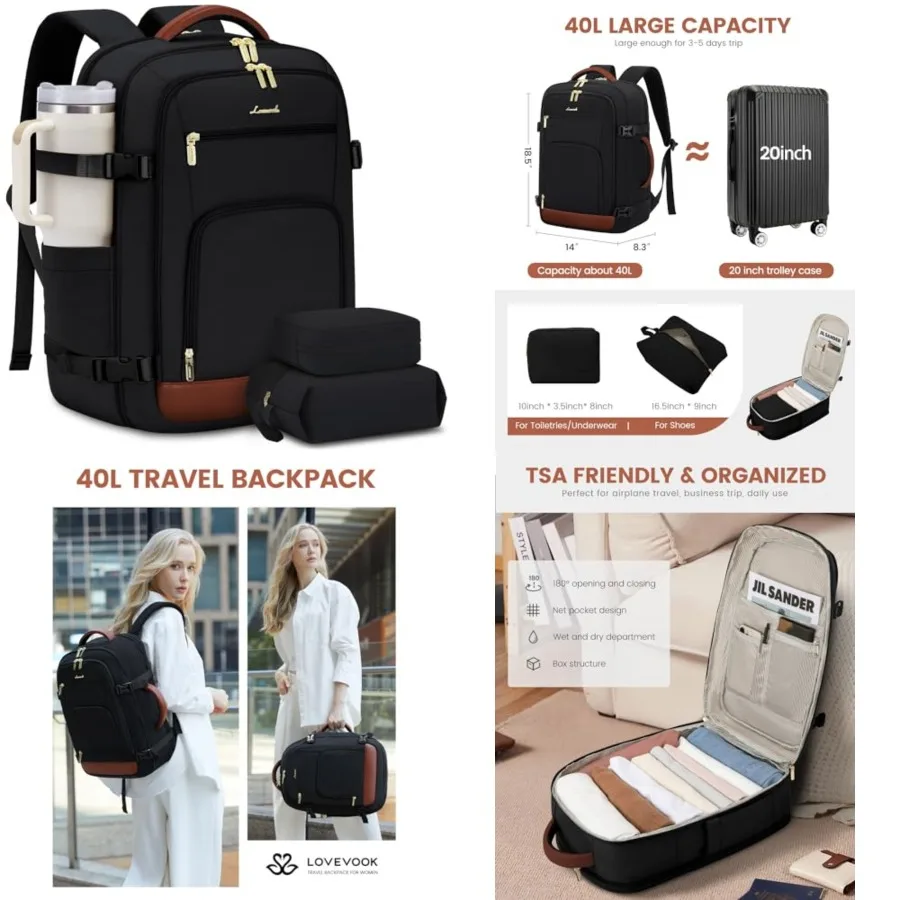 Carry On Travel Backpack For Women Men Flight Approved, 40L Personal Item Backpack for Airplanes, Business Weekender Overnight
Carry On Travel Backpack For Women Men Flight Approved, 40L Personal Item Backpack for Airplanes, Business Weekender Overnight