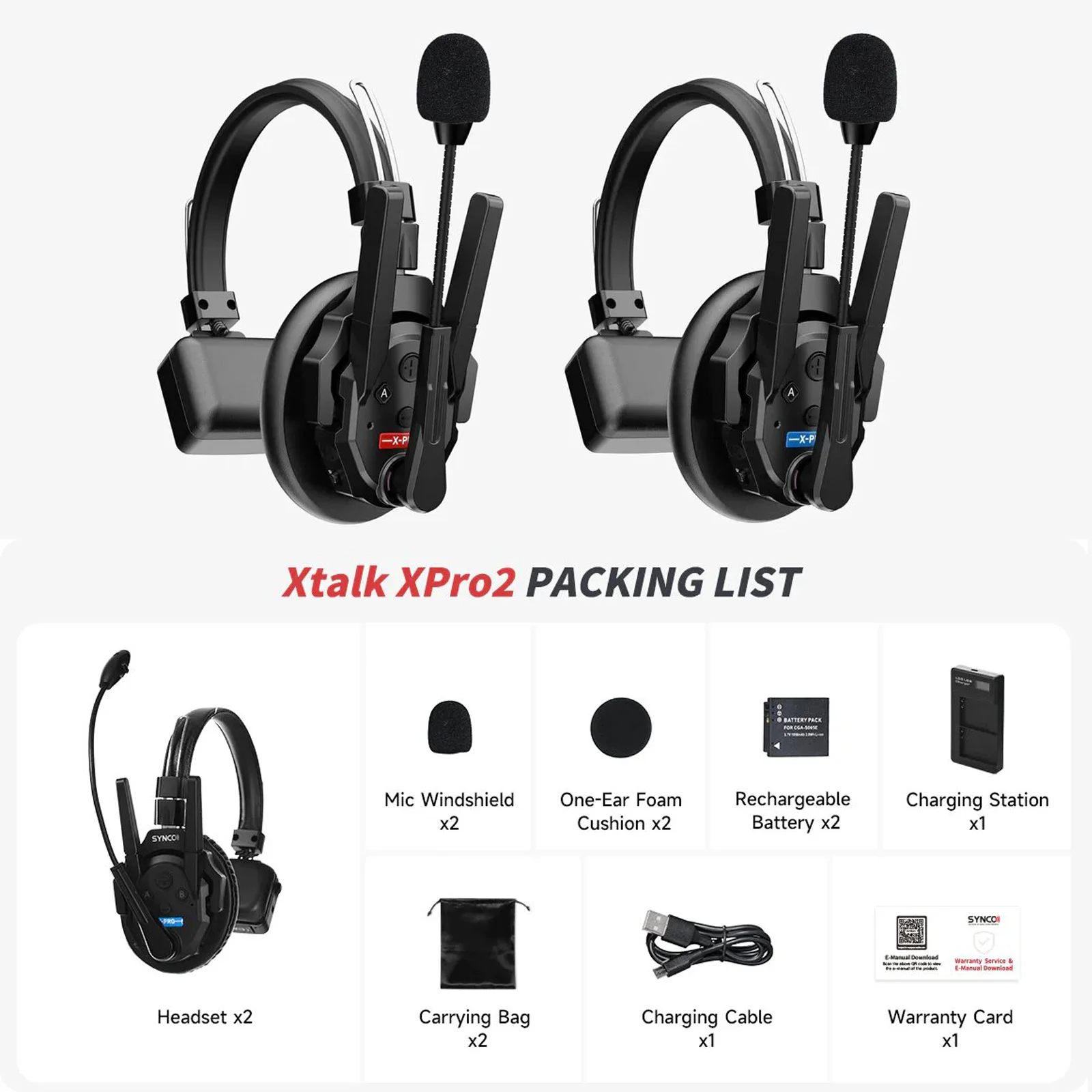 SYNCO Xtalk X2 XPro 2.4GHz Wireless 2-Way Intercom Headset Video Conference System Private Mold Custom Fit Communication 500M
SYNCO Xtalk X2 XPro 2.4GHz Wireless 2-Way Intercom Headset Video Conference System Private Mold Custom Fit Communication 500M