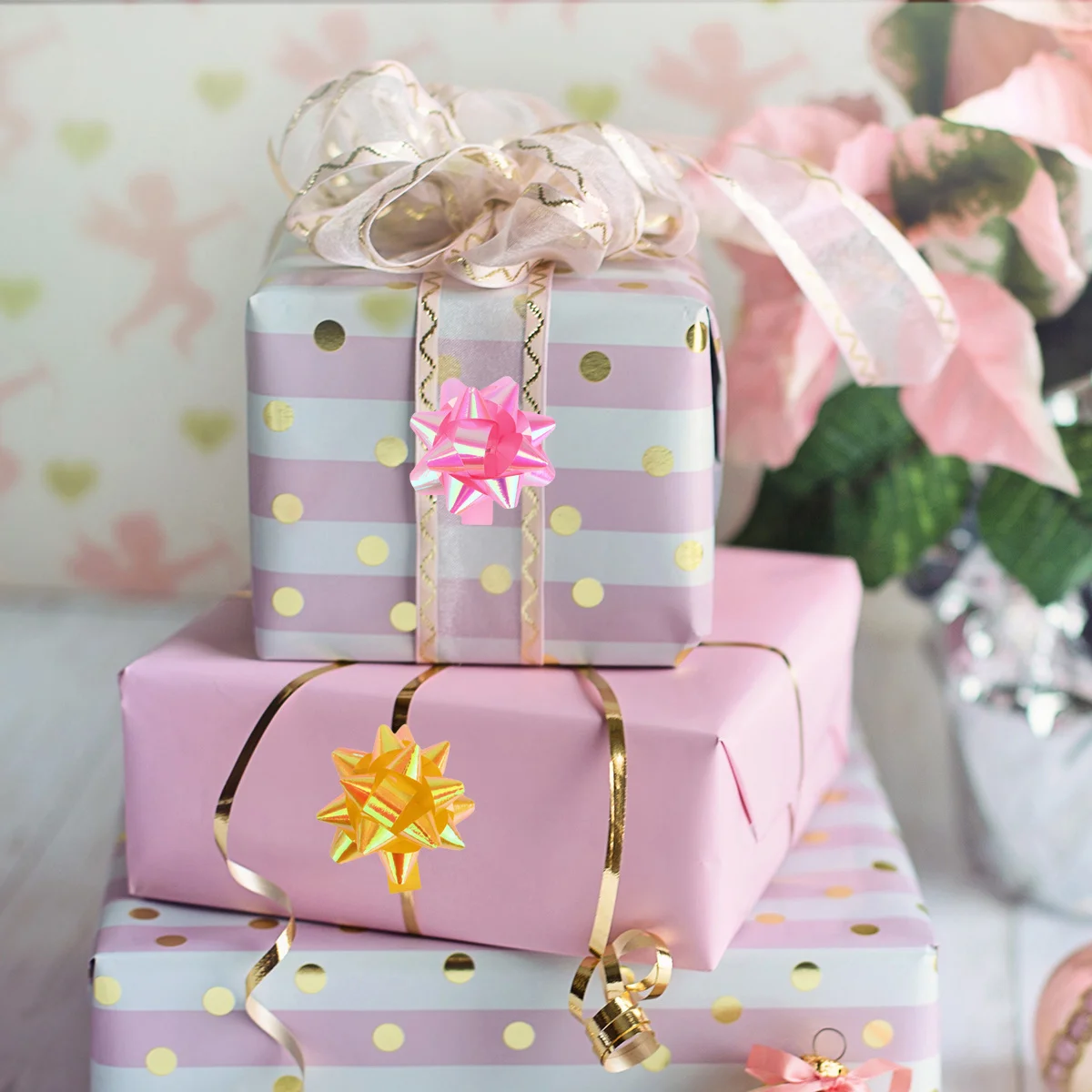 100pcs Colorful Star Ribbon Flower For Gift Box Decor Creative Pull Flower Design Festival Party Decoration Mixed Color Gift
100pcs Colorful Star Ribbon Flower For Gift Box Decor Creative Pull Flower Design Festival Party Decoration Mixed Color Gift