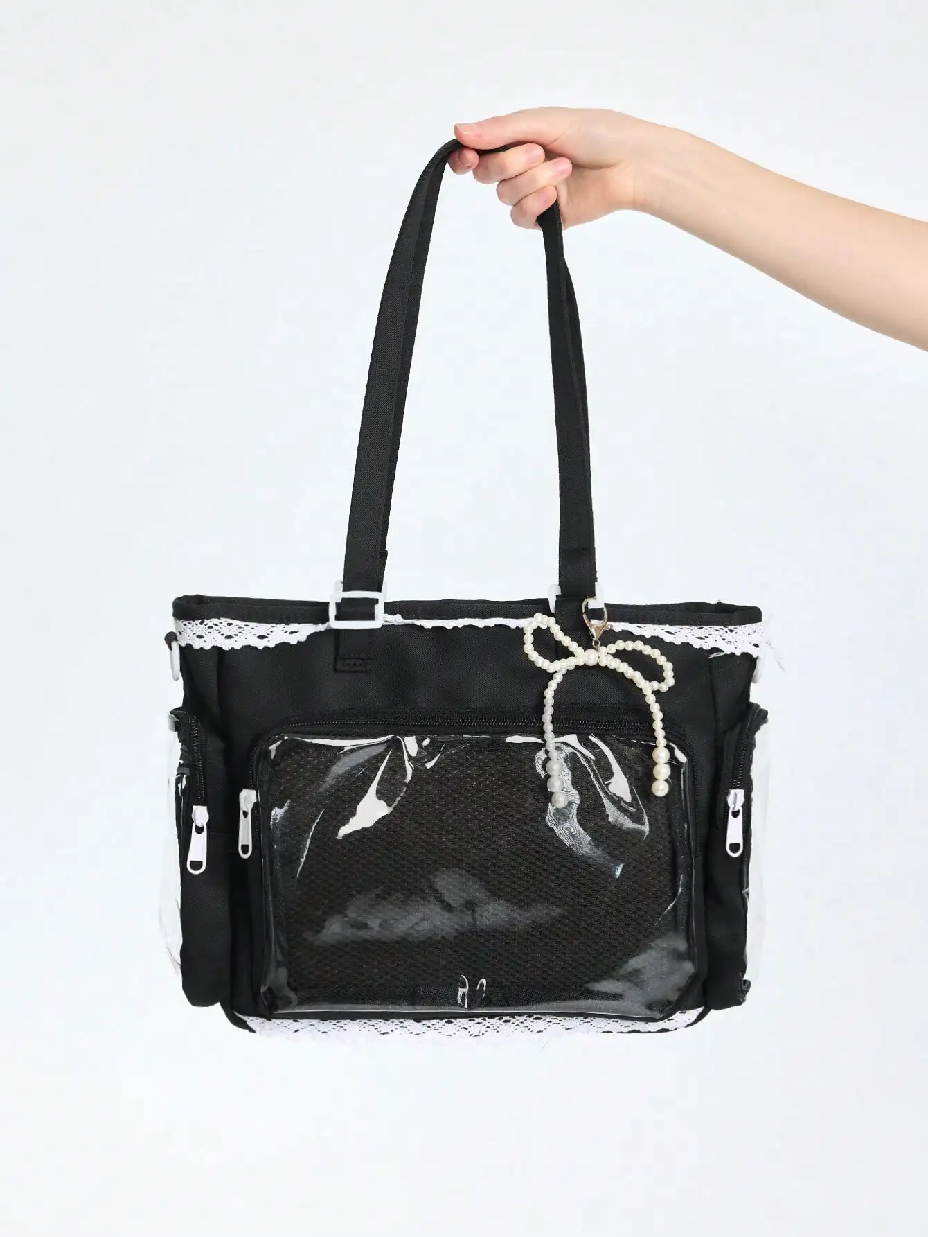 1pc Kawaii Japanese Style Girl's Shoulder Bag, Featuring Pearl Bow & Lace Trim For Elegant Look, Transparent Decor Suitable For Anime Cosplay, Detachable & Adjustable Strap, Large Capacity Casual Tote Bag For Daily Use, School, Travel, Cute & Fashio
1pc Kawaii Japanese Style Girl's Shoulder Bag, Featuring Pearl Bow & Lace Trim For Elegant Look, Transparent Decor Suitable For Anime Cosplay, Detachable & Adjustable Strap, Large Capacity Casual Tote Bag For Daily Use, School, Travel, Cute & Fashio