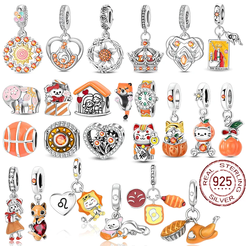 Original Charms Bead 925 Sterling Silver Inlaid Zirconium Orange Series Sunburst Pendants Fit Bracelet Jewelry Gift Marking
Original Charms Bead 925 Sterling Silver Inlaid Zirconium Orange Series Sunburst Pendants Fit Bracelet Jewelry Gift Marking