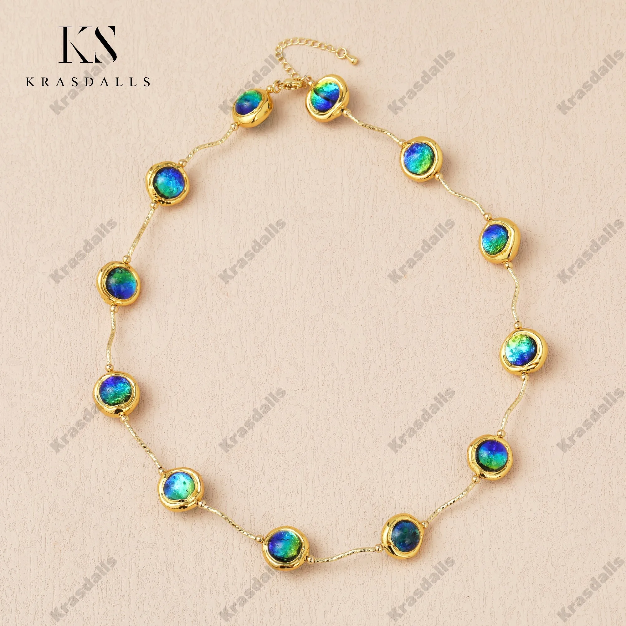 High Quality Trendy Vintage Necklace Blue Glass Beads Copper Gold Plated for Wedding and Engagement
High Quality Trendy Vintage Necklace Blue Glass Beads Copper Gold Plated for Wedding and Engagement