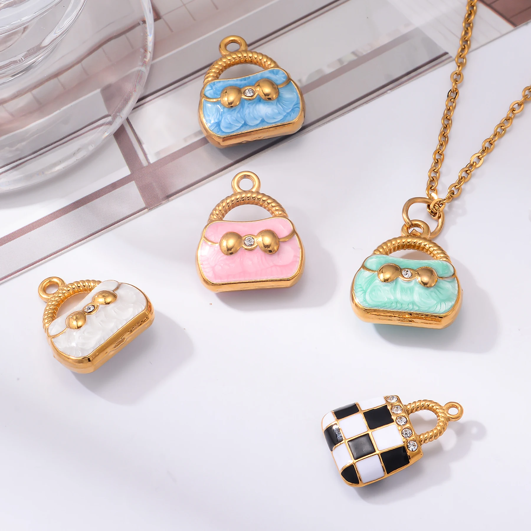 2Pcs/lot Handbag Stainless Steel Enamel Accessories Handmade Necklace Keychain Jewelry Making Findings
2Pcs/lot Handbag Stainless Steel Enamel Accessories Handmade Necklace Keychain Jewelry Making Findings