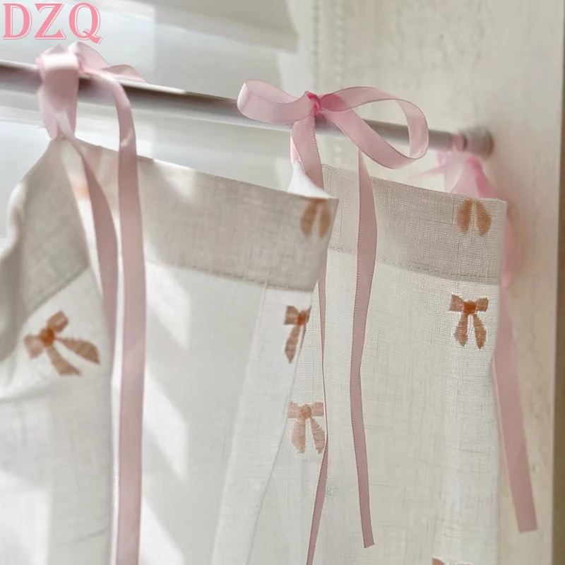 Korea Pastoral Pink Bows Half Curtains for Kitchen American Vintage Lace Short Curtains Strap Curtain #A703
Korea Pastoral Pink Bows Half Curtains for Kitchen American Vintage Lace Short Curtains Strap Curtain #A703