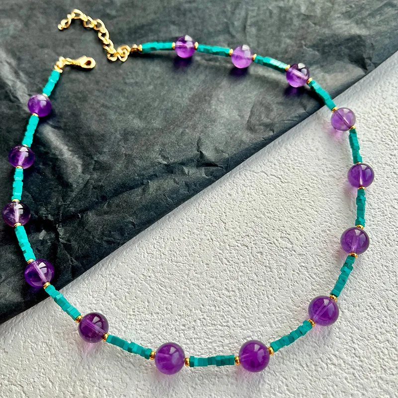 Dopamine Blue-Green Natural Stone Body Chain with Amethyst and Quartz Simple Necklace for Summer Luxury Accessories
Dopamine Blue-Green Natural Stone Body Chain with Amethyst and Quartz Simple Necklace for Summer Luxury Accessories