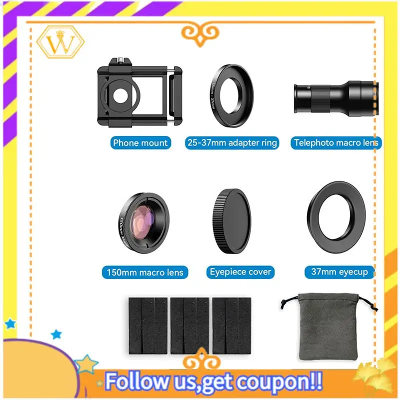 Latest-Mobile Phone Telephoto Macro Lens Kit 6X Telephoto Lens+150Mm Macro Lens For Iphone 16/15/14 With Universal Phone Mount
Latest-Mobile Phone Telephoto Macro Lens Kit 6X Telephoto Lens+150Mm Macro Lens For Iphone 16/15/14 With Universal Phone Mount