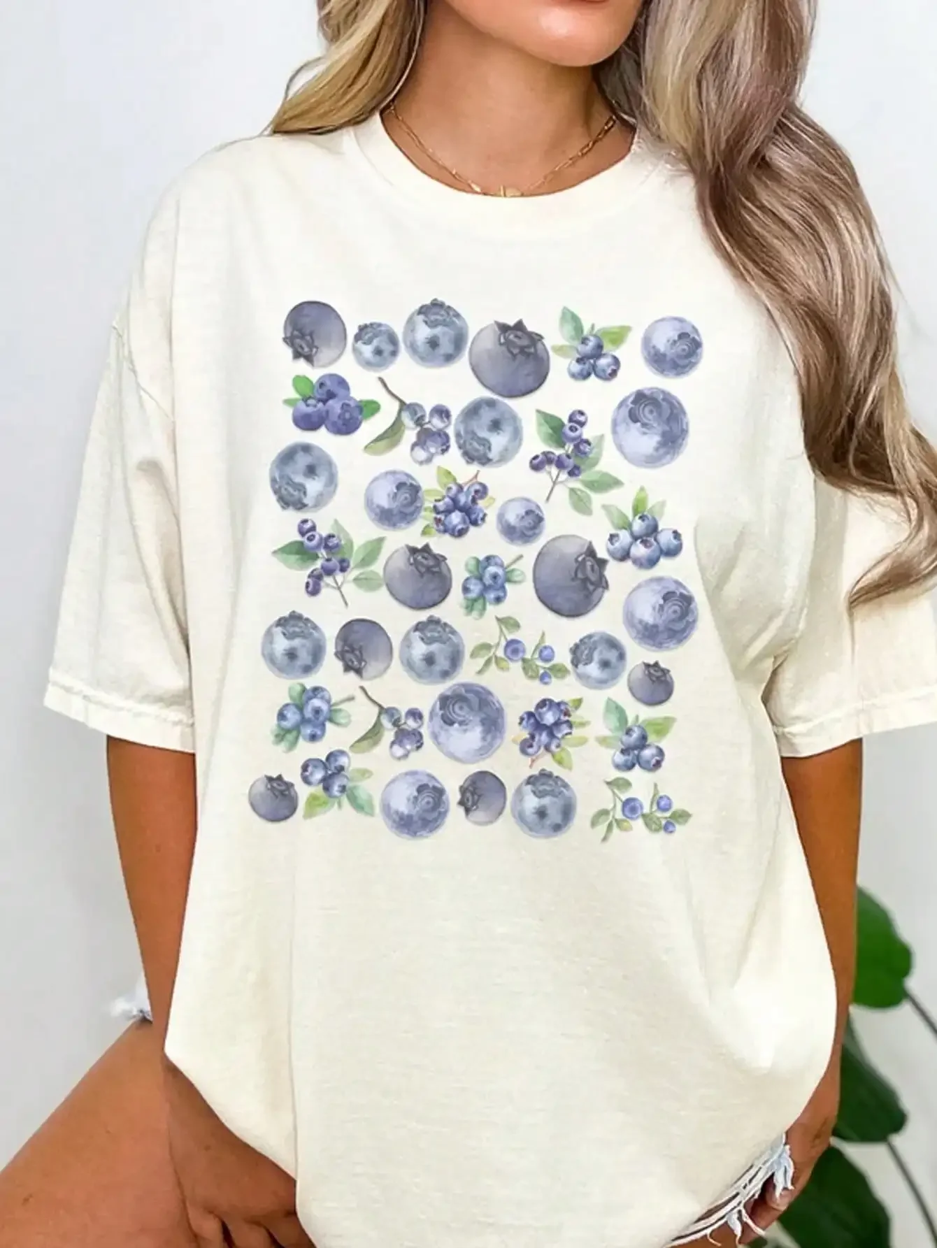 Fresh American Ins Blueberry Fruit Printed T-shirt Woman Summer Y2k Cotton Sportswear O Neck Personality Casual T-shirt Top
Fresh American Ins Blueberry Fruit Printed T-shirt Woman Summer Y2k Cotton Sportswear O Neck Personality Casual T-shirt Top