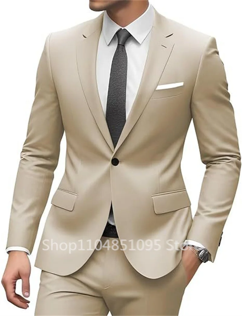 New Solid Slim Fit 2 Piece Wedding Men Suits Groom Tuxedos Formal Suit for Prom Party Busienss Best Man Notch Lapel Blazer Pants
New Solid Slim Fit 2 Piece Wedding Men Suits Groom Tuxedos Formal Suit for Prom Party Busienss Best Man Notch Lapel Blazer Pants