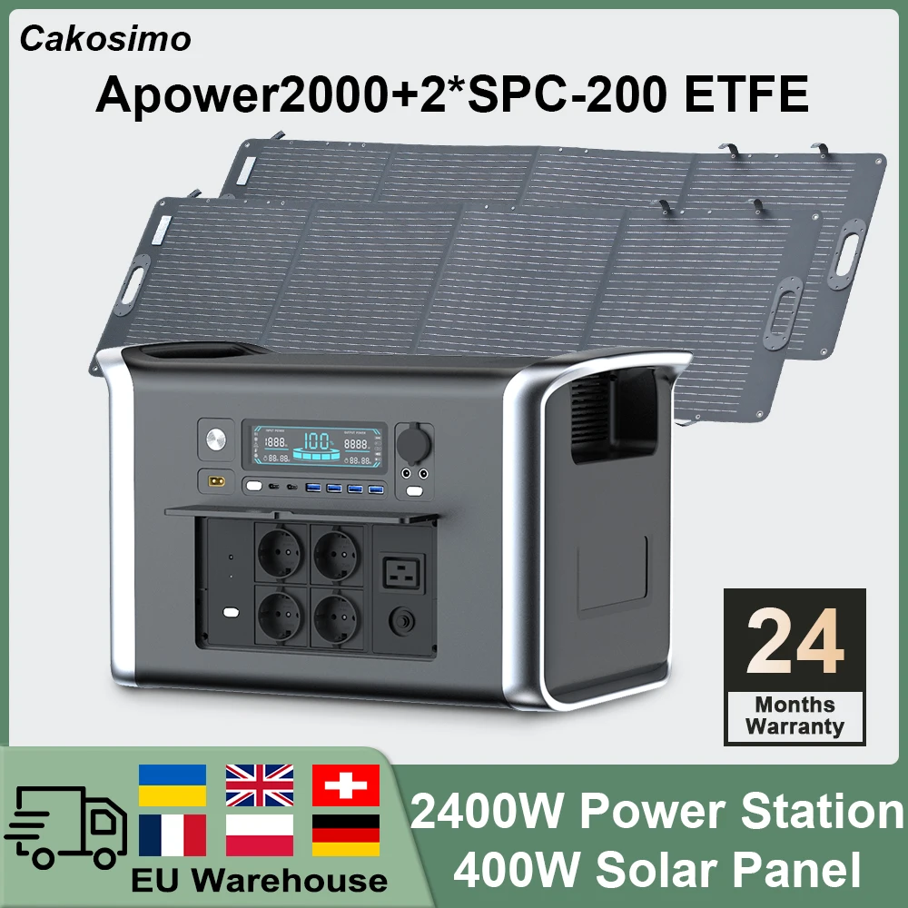 2400W 2000W Portable Solar Generator 200W 100W Solar Panel Energy Storage Power Supply Camping 1000W 500W LifePo4 Power Station
2400W 2000W Portable Solar Generator 200W 100W Solar Panel Energy Storage Power Supply Camping 1000W 500W LifePo4 Power Station