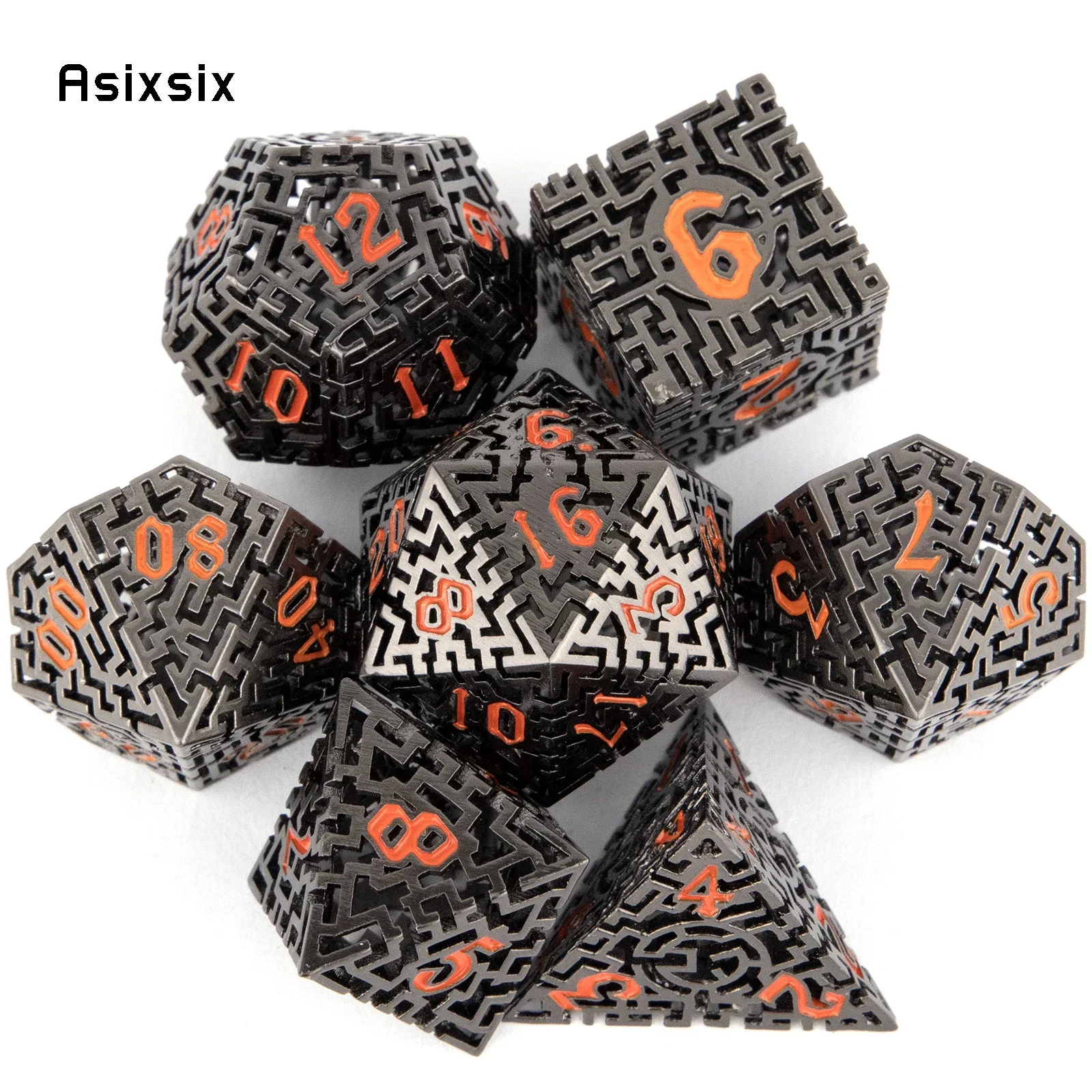 7 Pcs Black Red Metal Dice Maze Hollow Metal Polyhedral Dice Set Suitable For Role-Playing RPG Gift Card Game
7 Pcs Black Red Metal Dice Maze Hollow Metal Polyhedral Dice Set Suitable For Role-Playing RPG Gift Card Game