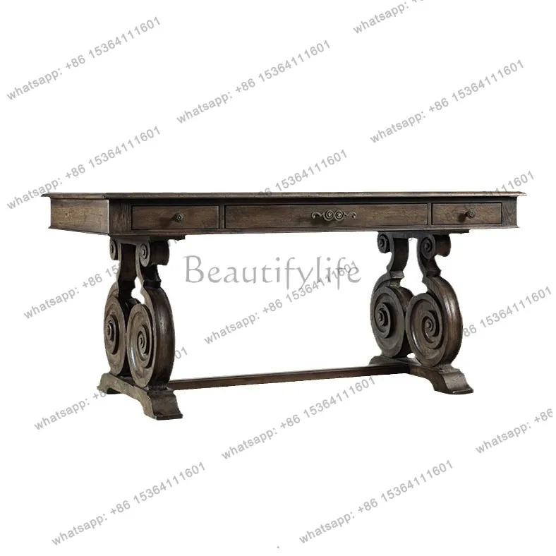 XX American country solid wood desk walnut color retro old Nordic furniture
XX American country solid wood desk walnut color retro old Nordic furniture