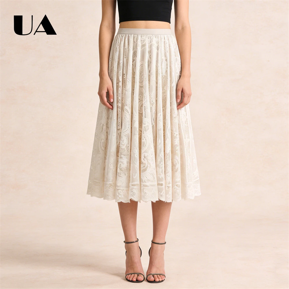 ULBYANRY Women's Lace Skirt Autumn Winter Mid Length Elastic Waist A Line Fashionable Skirts 86cm Long
ULBYANRY Women's Lace Skirt Autumn Winter Mid Length Elastic Waist A Line Fashionable Skirts 86cm Long