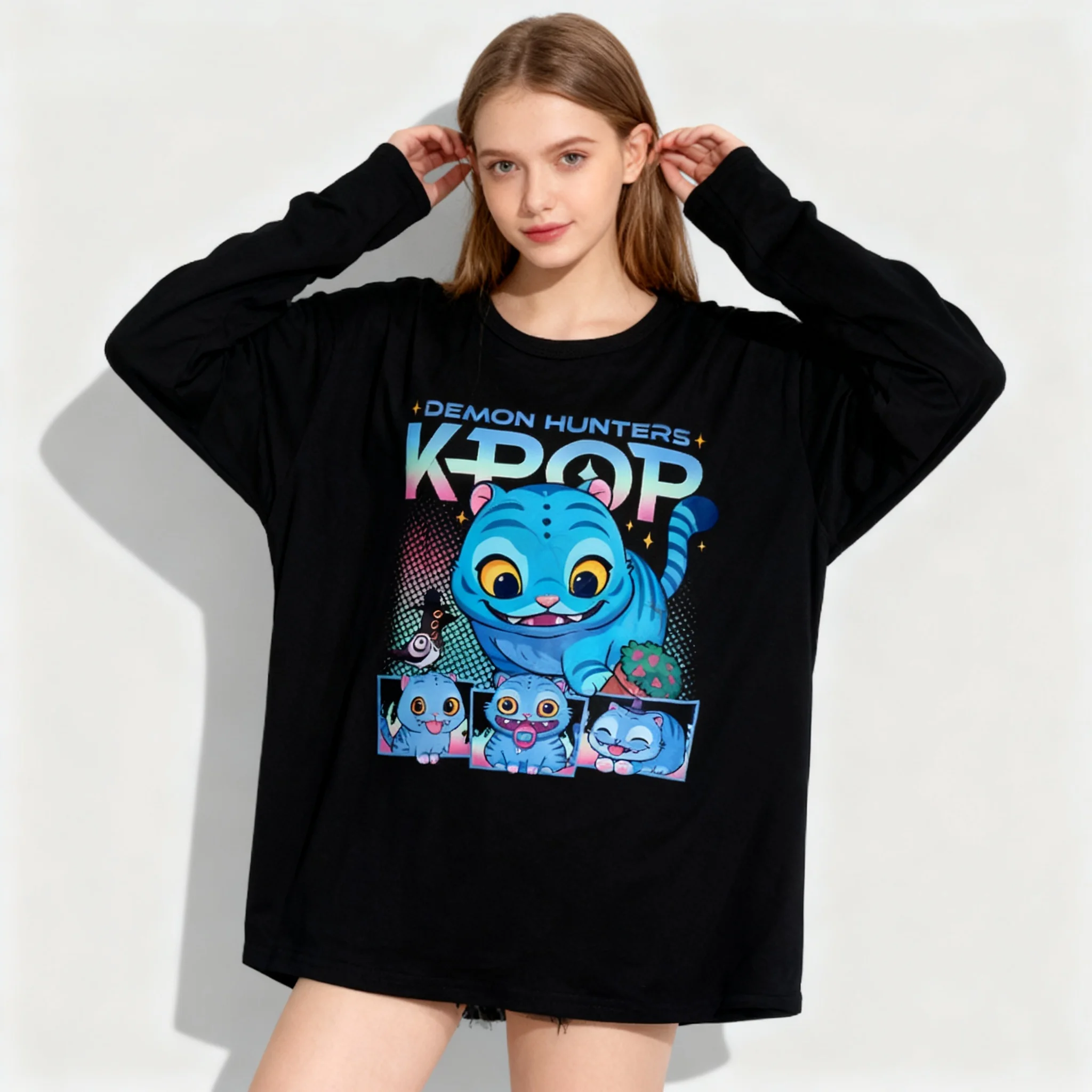 Spring and Autumn Long Sleeved T-shirt KPOP Witch Hunting Team Tiger 3D Fashion Street Oversized Women Adult Children Same Style
Spring and Autumn Long Sleeved T-shirt KPOP Witch Hunting Team Tiger 3D Fashion Street Oversized Women Adult Children Same Style