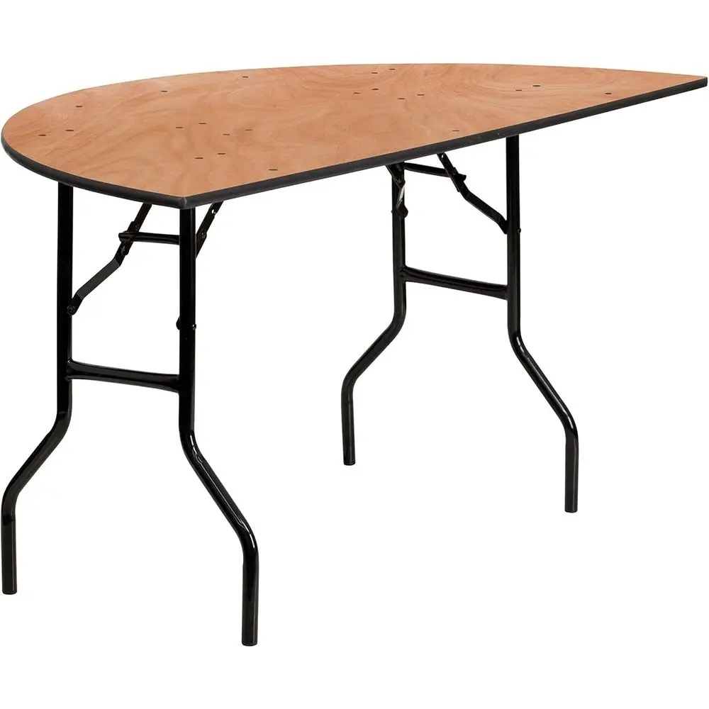 60 x 30 Round Banquet Table with Natural Wood Surface and Black Steel Legs for Commercial Use
60 x 30 Round Banquet Table with Natural Wood Surface and Black Steel Legs for Commercial Use