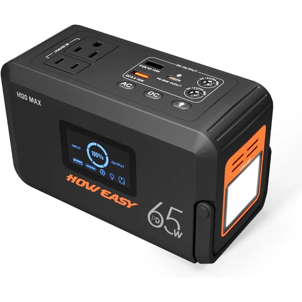 Portable Power Station, 135W (200W Peak) Solar generator, 110V AC Outlet and 65W PD output, 98Wh Lithium Battery Backup Pow
Portable Power Station, 135W (200W Peak) Solar generator, 110V AC Outlet and 65W PD output, 98Wh Lithium Battery Backup Pow