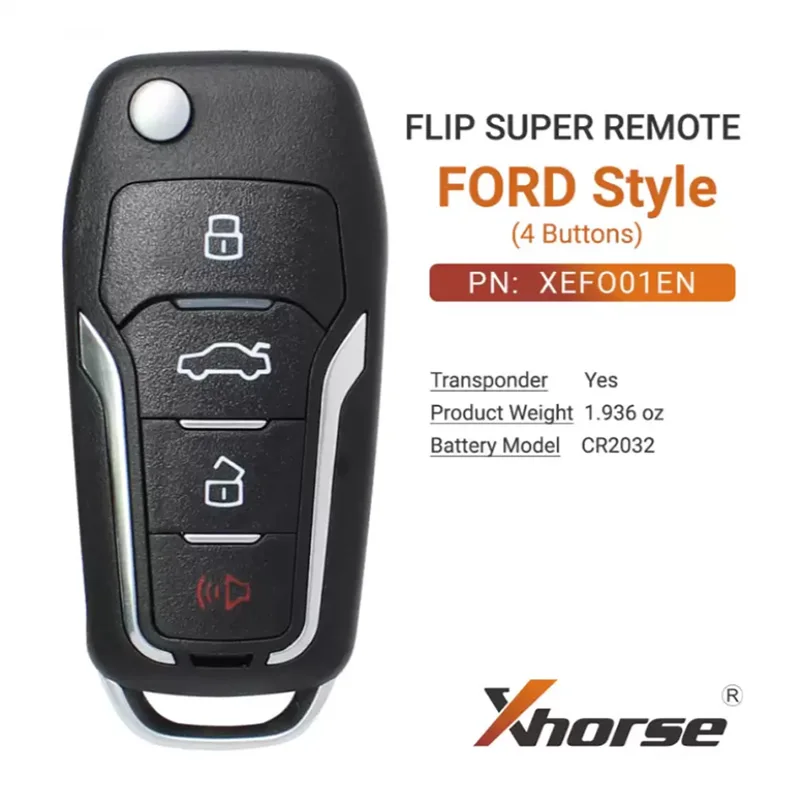 Супер пульт дистанционного управления Xhorse в стиле Ford, 4 кнопки, XEFO01EN
Супер пульт дистанционного управления Xhorse в стиле Ford, 4 кнопки, XEFO01EN
