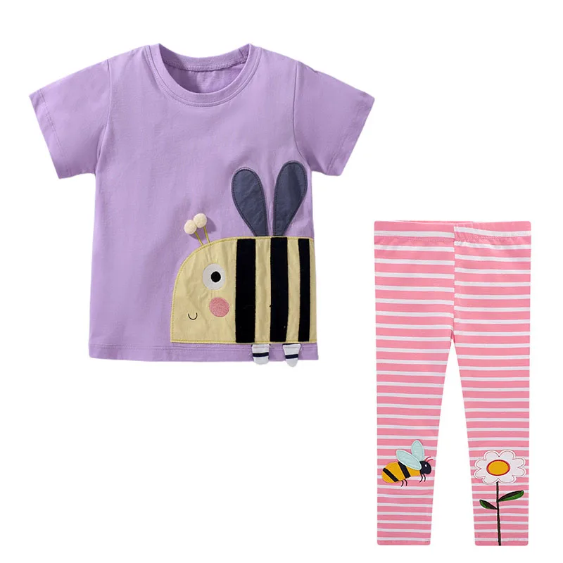 Jumping Meters Bee Embroidery Girls Tshirts + Leggings Children's Clothing Sets For Summer 2 Pcs Suit Kids Outfits Sets Outfit
Jumping Meters Bee Embroidery Girls Tshirts + Leggings Children's Clothing Sets For Summer 2 Pcs Suit Kids Outfits Sets Outfit