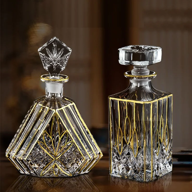 Crystal Glass Red Wine Decanter Foreign Wine jug Drawing Gold line Whisky Bottle liquor Dispenser wine jug
Crystal Glass Red Wine Decanter Foreign Wine jug Drawing Gold line Whisky Bottle liquor Dispenser wine jug