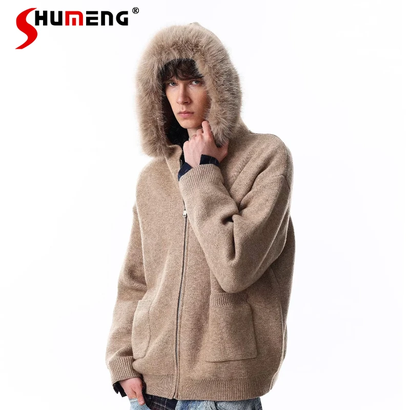 Trendy Faux Fur Collar Pocket Decoration Hooded Sweaters Men 2025 Winter New Loose Cardigan Warm Comfort Hoodies Knitted Jackets
Trendy Faux Fur Collar Pocket Decoration Hooded Sweaters Men 2025 Winter New Loose Cardigan Warm Comfort Hoodies Knitted Jackets