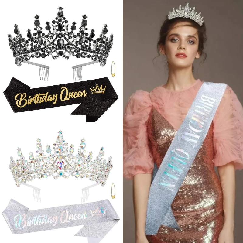Birthday Queen Sash and Crown for Women Gold Rhinestone Tiara and Sash Set for Birthday Decorations Princess Outfits for Women
Birthday Queen Sash and Crown for Women Gold Rhinestone Tiara and Sash Set for Birthday Decorations Princess Outfits for Women
