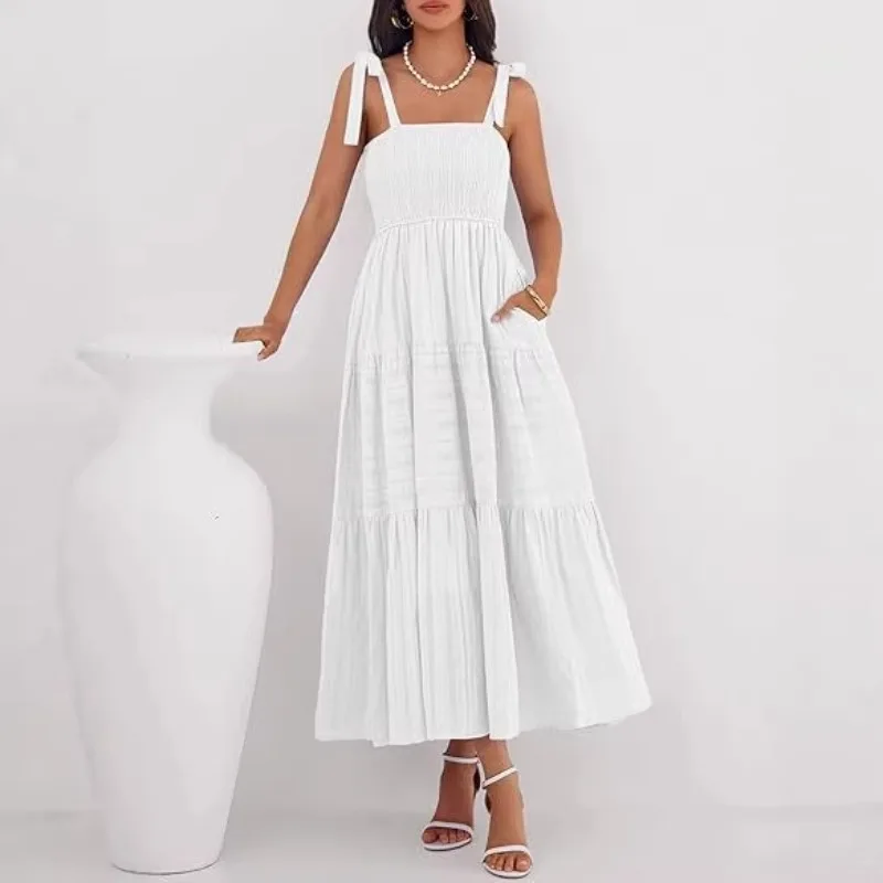 Summer Beach Vacation Women's Dress Pure Color Strapless A-Line Skirt Casual Loose Fit Polyester Fabric No Sleeve Mid Waist
Summer Beach Vacation Women's Dress Pure Color Strapless A-Line Skirt Casual Loose Fit Polyester Fabric No Sleeve Mid Waist