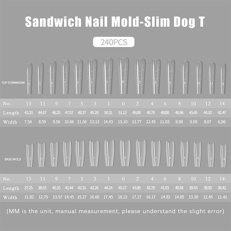 【WHB】240PCS Sandwich Dual Nail Form Coffin Almond Nail Forms 14Size Reusable Top Bottom Forms Nail Art Extension Top Mold Bottom
【WHB】240PCS Sandwich Dual Nail Form Coffin Almond Nail Forms 14Size Reusable Top Bottom Forms Nail Art Extension Top Mold Bottom